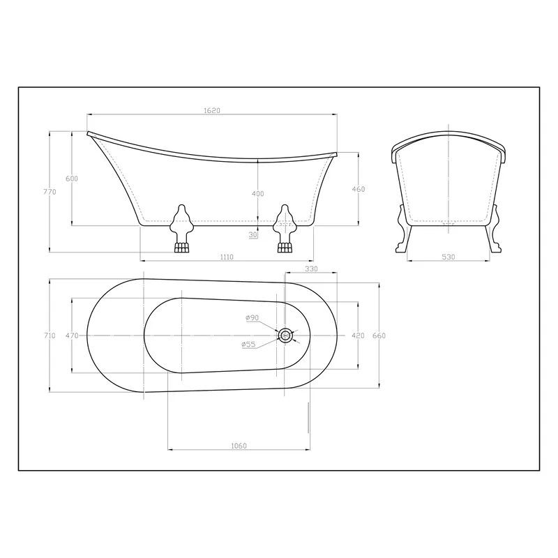 Tassbadkar Bathlife Fossing Svart - Hus & renovering - Kök & bad - Badrum - Badkar - Fristående badkar