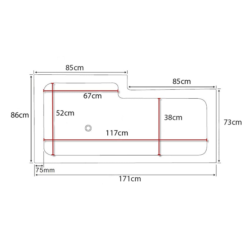 Behag Badkar 170cm Höger - Vit - Hus & renovering - Kök & bad - Badrum - Badkar