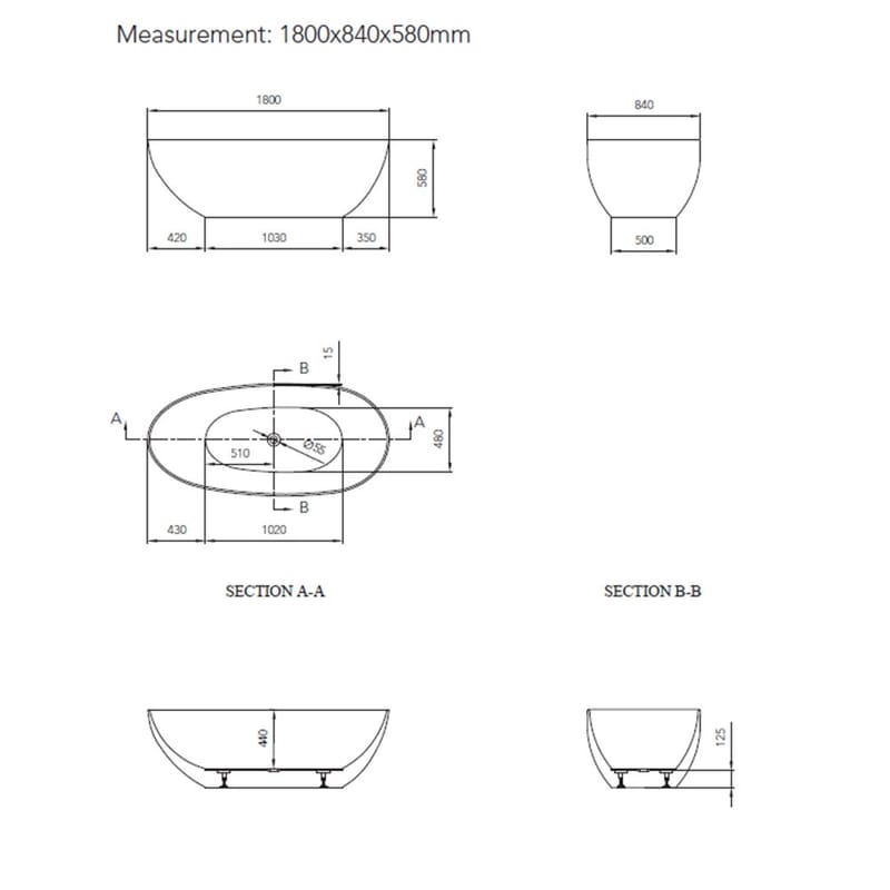 Badkar Bathlife Klok Svart - Hus & renovering - Kök & bad - Badrum - Badkar
