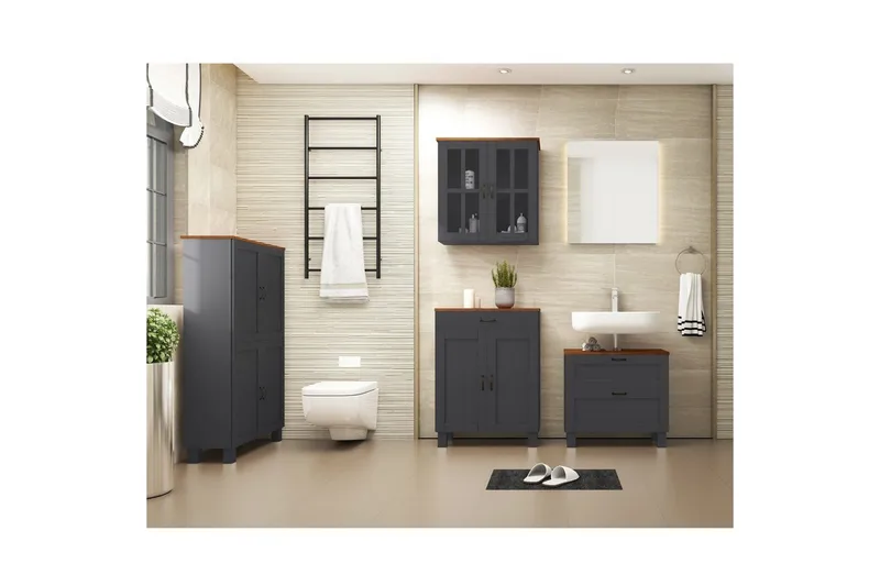 Alby Tvättställsskåp 60 cm - Grå - Hus & renovering - Kök & bad - Badrum - Badrumsmöbler & badrumsinredning - Tvättställsskåp & kommod