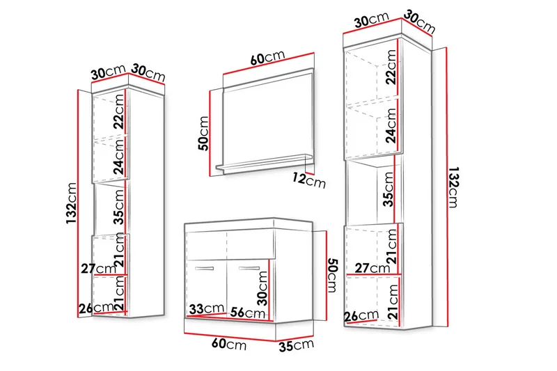 Badrumsmöbler - Vit|Svart - Hus & renovering - Kök & bad - Badrum - Badrumsmöbler & badrumsinredning - Kompletta möbelpaket badrum