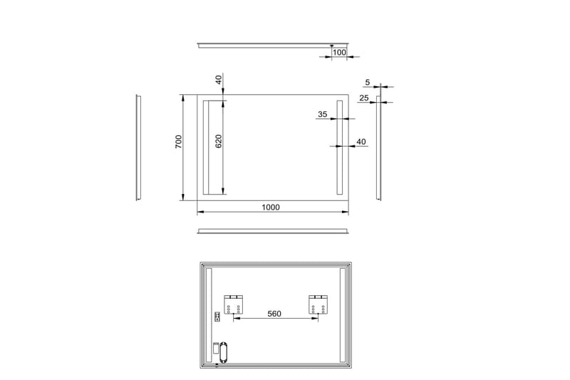Allejaure Badrumsspegel 100x70 cm LED-belysning - Hus & renovering - Kök & bad - Badrum - Badrumsmöbler & badrumsinredning - Badrumsspegel