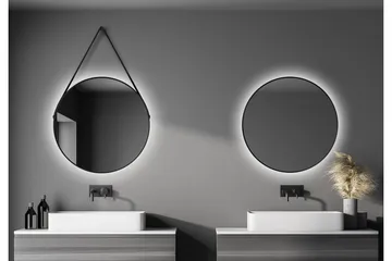 Allejaure Spegel 80 cm Rund - Svart - Hus & renovering - Kök & bad - Badrum - Badrumsmöbler & badrumsinredning - Badrumsspegel