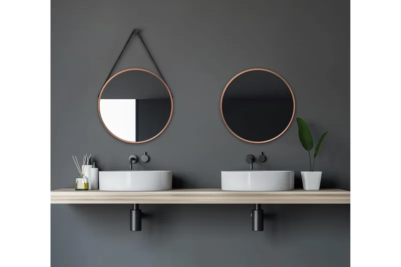 Nävesta Spegel 50 cm Rund - Koppar - Hus & renovering - Kök & bad - Badrum - Badrumsmöbler & badrumsinredning - Badrumsspegel