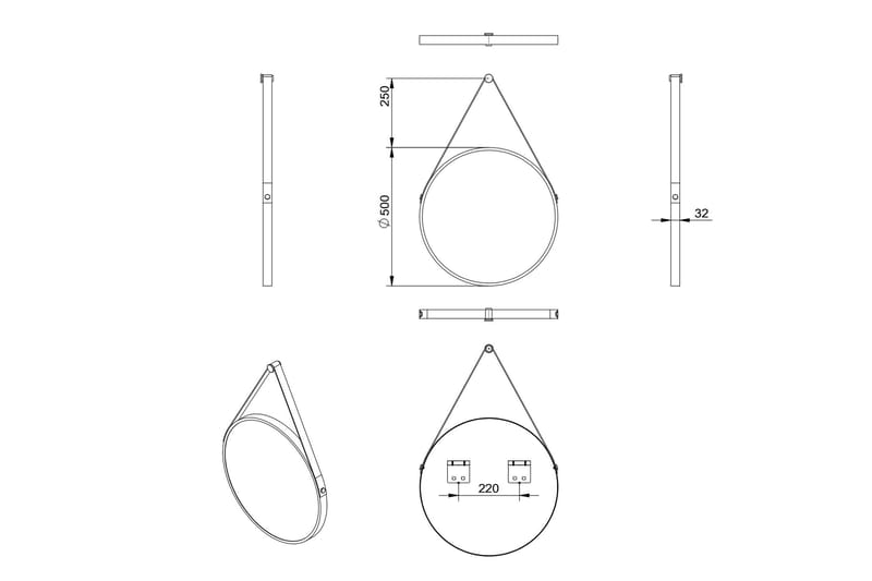 Nävesta Spegel 50 cm Rund - Koppar - Hus & renovering - Kök & bad - Badrum - Badrumsmöbler & badrumsinredning - Badrumsspegel