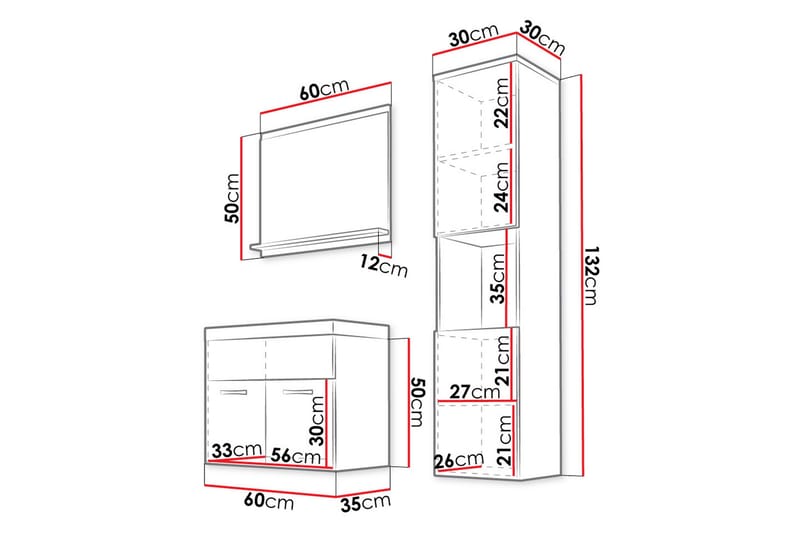 Badrumsmöbler Delorimier 35 cm - Hus & renovering - Kök & bad - Badrum - Badrumsmöbler & badrumsinredning - Kompletta möbelpaket badrum