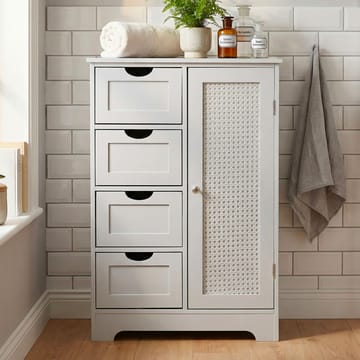 Moruna Badrumsskåp 55 cm - vit och silverfärgad - Hus & renovering - Kök & bad - Badrum - Badrumsmöbler & badrumsinredning - Badrumsskåp