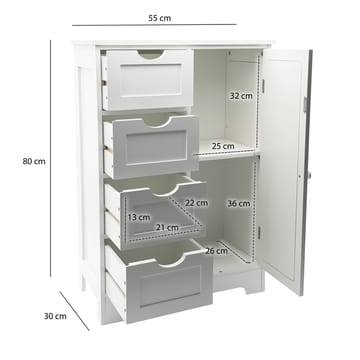 Moruna Badrumsskåp 55 cm - vit och silverfärgad - Hus & renovering - Kök & bad - Badrum - Badrumsmöbler & badrumsinredning - Badrumsskåp