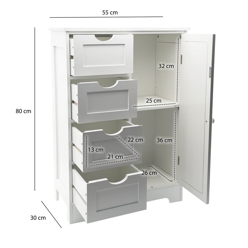 Moruna Badrumsskåp 55 cm - vit och silverfärgad - Hus & renovering - Kök & bad - Badrum - Badrumsmöbler & badrumsinredning - Badrumsskåp