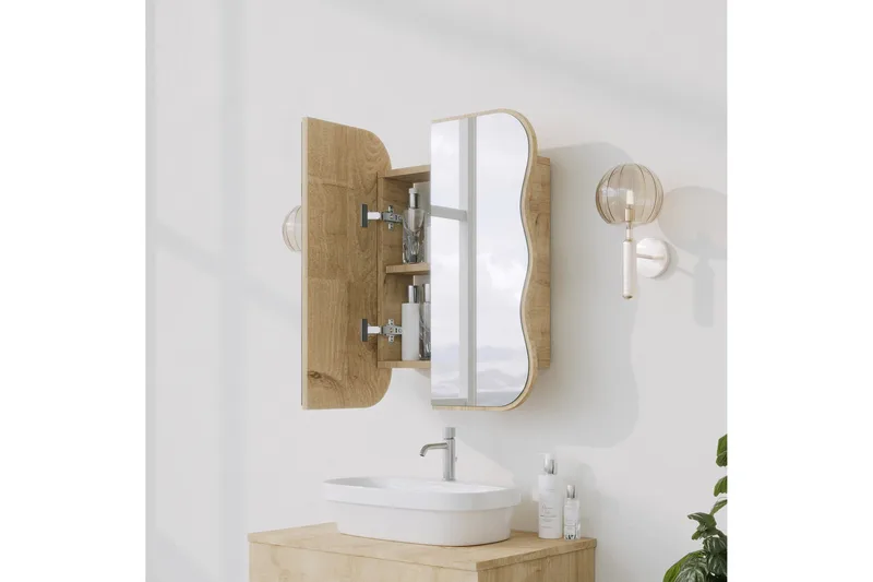 Najmin Väggskåp med Spegel 45 cm - Ek - Hus & renovering - Kök & bad - Badrum - Badrumsmöbler & badrumsinredning - Spegelskåp badrum
