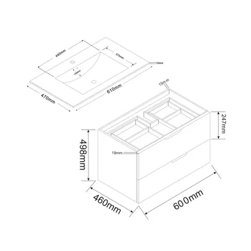 Bathlife Glädje Tvättställsskåp 600 - Hus & renovering - Kök & bad - Badrum - Badrumsmöbler & badrumsinredning - Tvättställsskåp & kommod