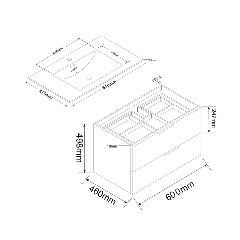 Bathlife Glädje Tvättställsskåp 600 - Hus & renovering - Kök & bad - Badrum - Badrumsmöbler & badrumsinredning - Tvättställsskåp & kommod