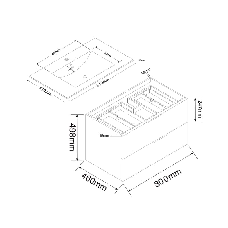 Bathlife Glädje Tvättställsskåp 800 - Hus & renovering - Kök & bad - Badrum - Badrumsmöbler & badrumsinredning - Tvättställsskåp & kommod