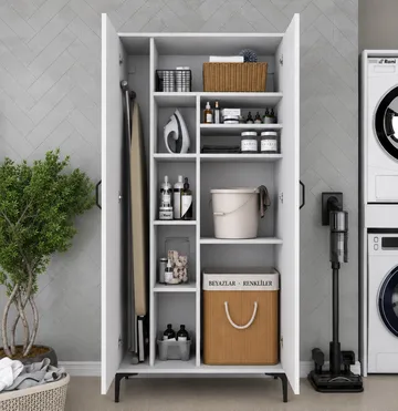 Vestor Badrumsskåp 90x198,6x45 cm - Vit - Hus & renovering - Kök & bad - Badrum - Badrumsmöbler & badrumsinredning - Badrumsskåp