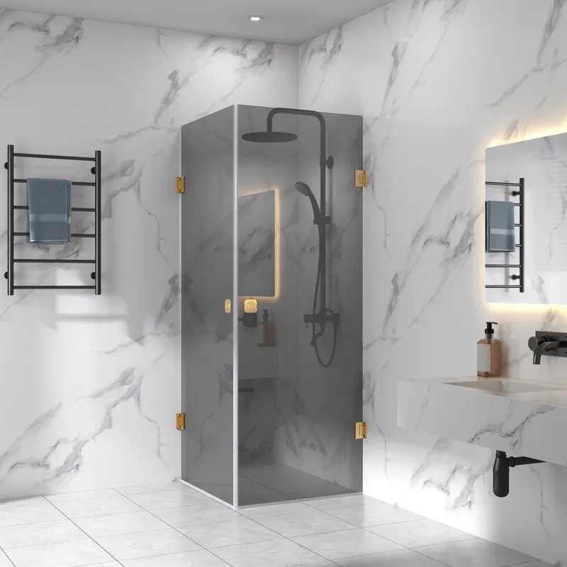 Duschörna 90x90cm - guld detaljer - Hus & renovering - Kök & bad - Badrum - Duschar - Duschväggar