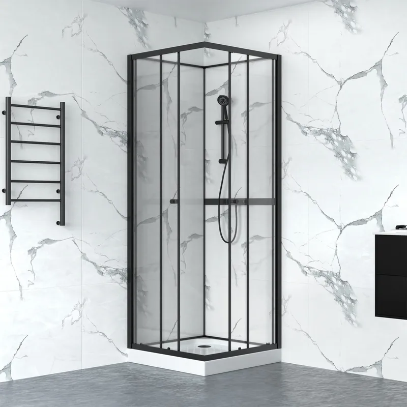 Duschkabin 90x90cm | Aluminium & säkerhetsglas | Svart ram - Hus & renovering - Kök & bad - Badrum - Duschar