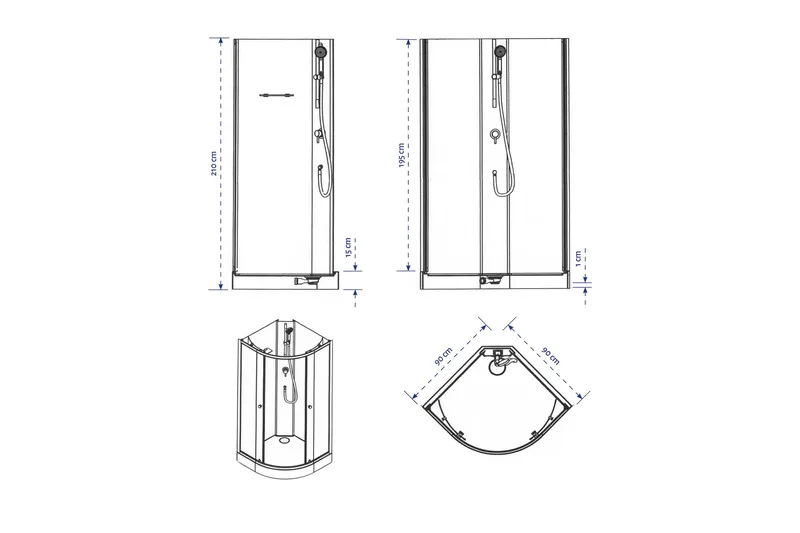 Bankestad Duschkabin 210 cm - Grå|Vit - Hus & renovering - Kök & bad - Badrum - Duschar - Duschkabin