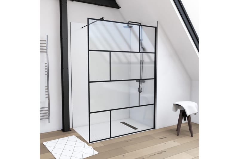 Sörby Duschvägg 140x195 cm - Svart - Hus & renovering - Kök & bad - Badrum - Duschar - Duschväggar