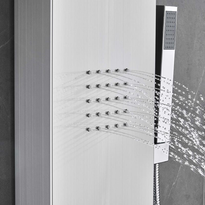 Duschpanel - silver med fyrkantig dusch - Hus & renovering - Kök & bad - Badrum - Duscharmatur & dusch tillbehör