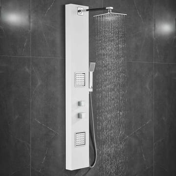 Duschpanel - Vit & silver med fyrkantig dusch - Hus & renovering - Kök & bad - Badrum - Duscharmatur & dusch tillbehör