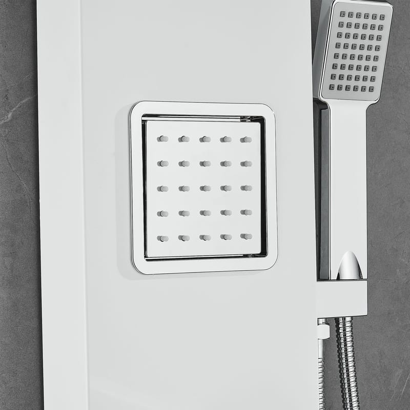 Duschpanel - Vit & silver med fyrkantig dusch - Hus & renovering - Kök & bad - Badrum - Duscharmatur & dusch tillbehör
