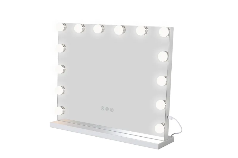 Glow Sminkspegel på fot 50 cm med LED Belysning/Lampor Hollywood spegel - Vit - Inredning - Speglar - Spegel med belysning
