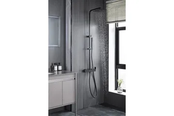 Komplett takduschset med handdusch i kantig design | Svart - Hus & renovering - Kök & bad - Badrum - Duscharmatur & dusch tillbehör