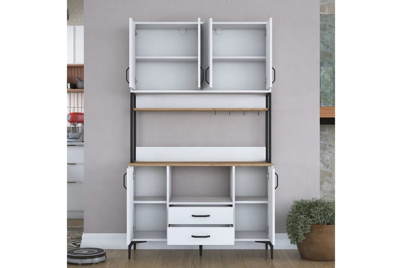 Flerfunktionsskåp Cerreta 169 Valnöt / Vit - Vit - Hus & renovering - Kök & bad - Kök & tvättstuga