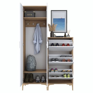 Sarnor Hallställ 120x198,6x37,5 cm - Valnöt och vit - Hus & renovering - Kök & bad - Kök & tvättstuga
