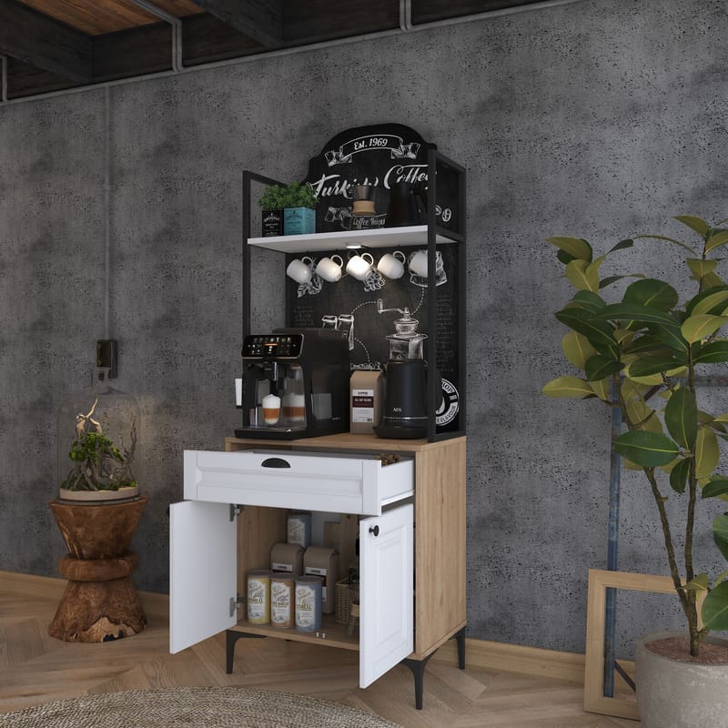 Keldan Multifunktionsskåp 70x184,6x40 cm - Valnöt och vit - Hus & renovering - Kök & bad - Kök & tvättstuga