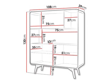 Corvan Bokhylla 108 cm i Valnöt - Brun - Förvaring - Hylla - Bokhylla
