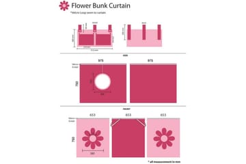 Halvhög Säng med gardin Pino Naturlig, Rosa Blomma - Naturlig, Rosa Blomma - Möbler - Barnmöbler - Barnsäng & juniorsäng - Hussäng