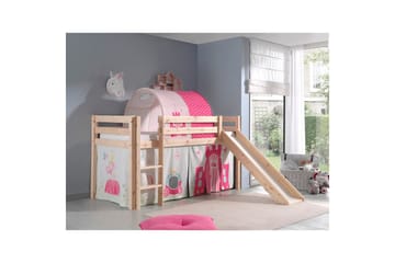 Halvhöjdssäng med gardin Pino Princess Naturlig, Naturlig, Med rutschkana, Prinsessa, Inga fickor - Naturlig, Naturlig, Med rutschkana, Prinsessa, Inga fickor - Möbler - Barnmöbler - Barnsäng & juniorsäng - Hussäng