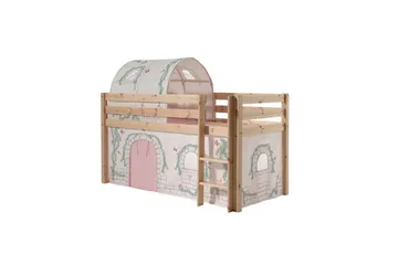 Halvhöjdssäng med gardin Pino Birdy Naturlig, Naturlig, Utan rutschkana, Birdy, Inga fickor - Naturlig, Naturlig, Utan rutschkana, Birdy, Inga fickor - Möbler - Barnmöbler - Barnsäng & juniorsäng - Hussäng