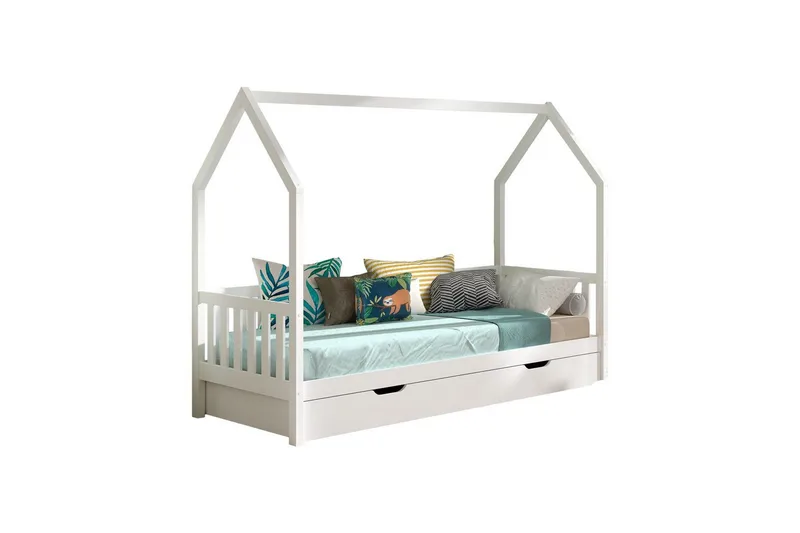 Hussäng med undersäng Cabane 90x200 cm Vit - Vit - Möbler - Barnmöbler - Barnsäng & juniorsäng