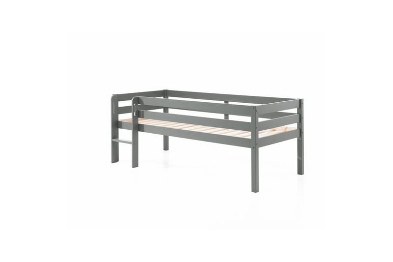 Mellanhög säng med stege Pino Grå, 85 cm, Grå, 85 cm