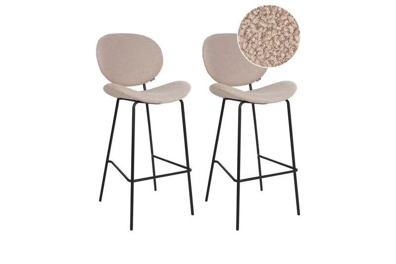 Barstol Luana set om 2 Beige-Svart, Beige-Svart