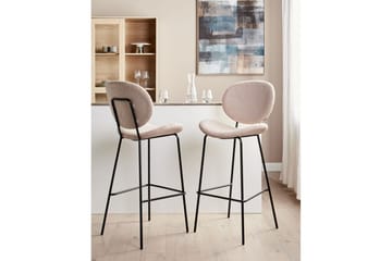 Barstol Luana set om 2 Beige-Svart - Beige-Svart - Möbler - Stolar & fåtöljer - Barstol & barpall