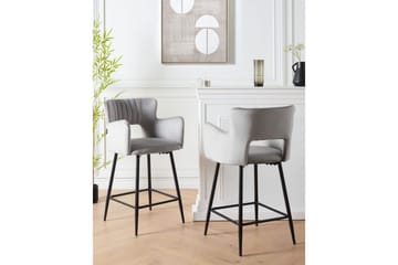 Barstol Sanilac set om 2 Grå-Svart - Grå-Svart - Möbler - Stolar & fåtöljer - Barstol & barpall