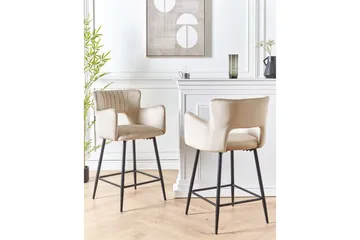 Barstol Sanilac set om 2 Taupe-Svart - Taupe-Svart - Möbler - Stolar & fåtöljer - Barstol & barpall