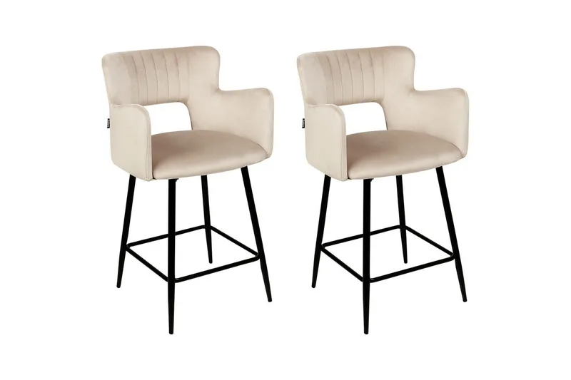 Barstol Sanilac set om 2 Taupe-Svart, Taupe-Svart