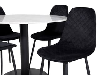 Admira Matgrupp 106 cm Rund inkl 4 Ypas Stolar - Marmor/Vit/Svart - Möbler - Bord & matgrupper - Matgrupper