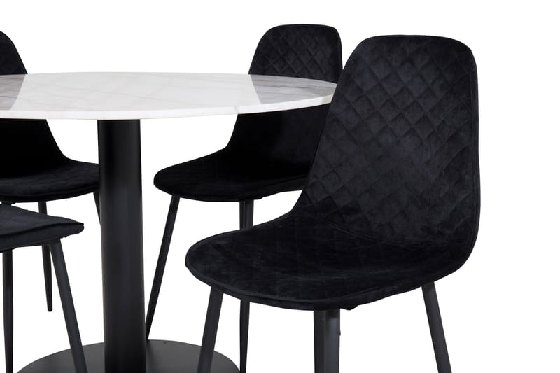 Admira Matgrupp 106 cm Rund inkl 4 Ypas Stolar - Marmor/Vit/Svart - Möbler - Bord & matgrupper - Matgrupper