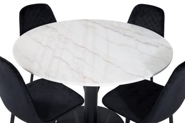 Admira Matgrupp 106 cm Rund inkl 4 Ypas Stolar - Marmor/Vit/Svart - Möbler - Bord & matgrupper - Matgrupper
