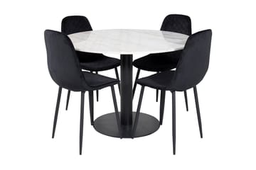 Admira Matgrupp 106 cm Rund inkl 4 Ypas Stolar - Marmor/Vit/Svart - Möbler - Bord & matgrupper - Matgrupper