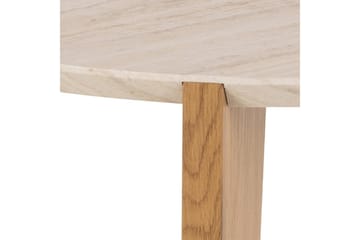 Alkha Runt Soffbord 80 cm i Sten med Träben - Beige - Möbler - Bord & matgrupper - Soffbord