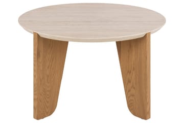 Alkha Runt Soffbord 80 cm i Sten med Träben - Beige - Möbler - Bord & matgrupper - Soffbord