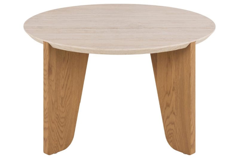 Alkha Runt Soffbord 80 cm i Sten med Träben - Beige - Möbler - Bord & matgrupper - Soffbord