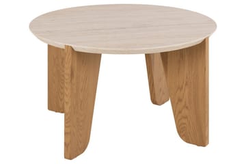Alkha Runt Soffbord 80 cm i Sten med Träben - Beige - Möbler - Bord & matgrupper - Soffbord