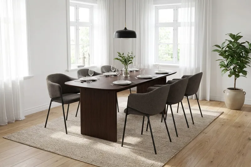 Alma Matgrupp rektangulärt 180 cm med 6 Filip Matstolar - Rökt ek - Möbler - Bord & matgrupper - Matgrupper